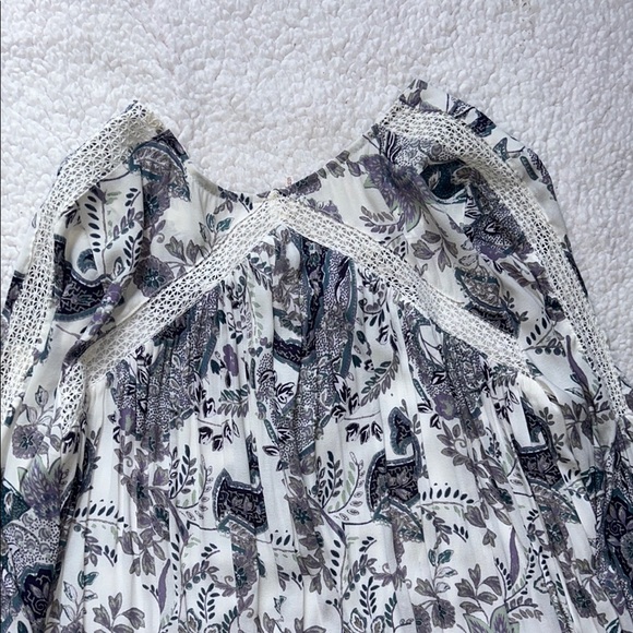 Free People White Graphic Tie Front Blouse - Picture 11 of 12